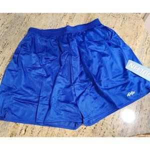 Vtg Dolfin Nylon Shiny Lined w/ Liner Pocket Split Running Shorts Blue Women's L